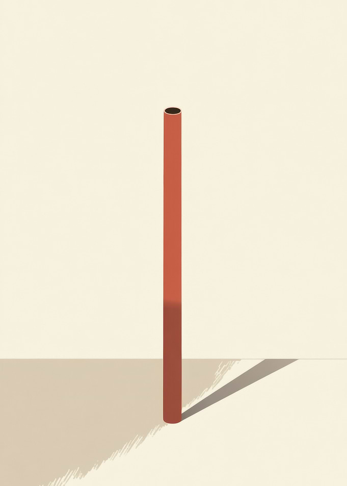 Red Cylinder Minimalist Art