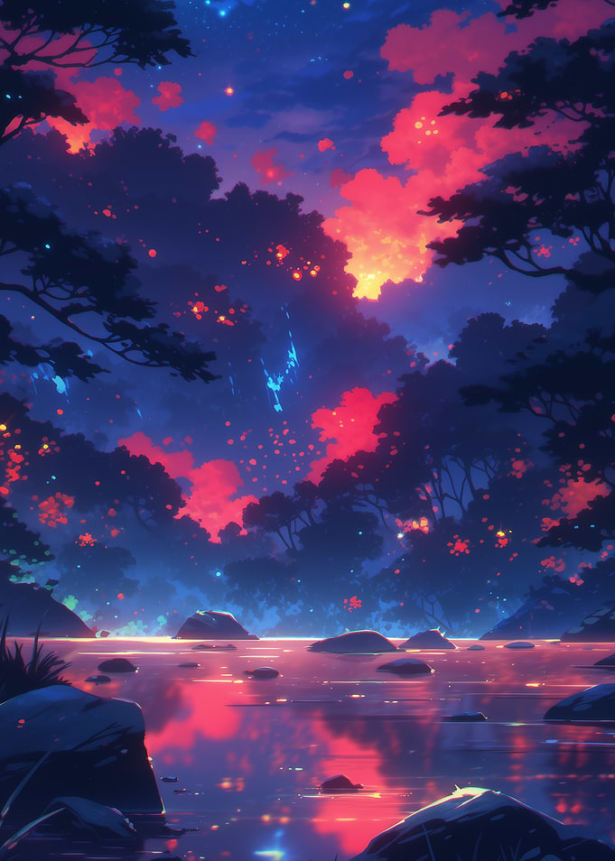 Night Forest Lake