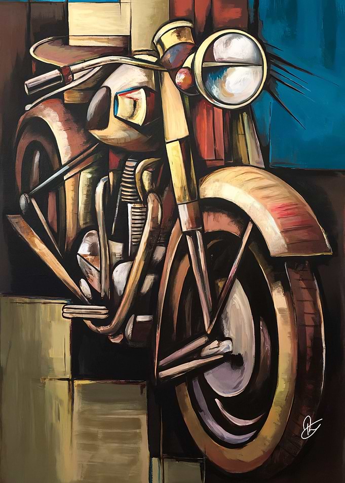 Vintage Motorcycle Painting