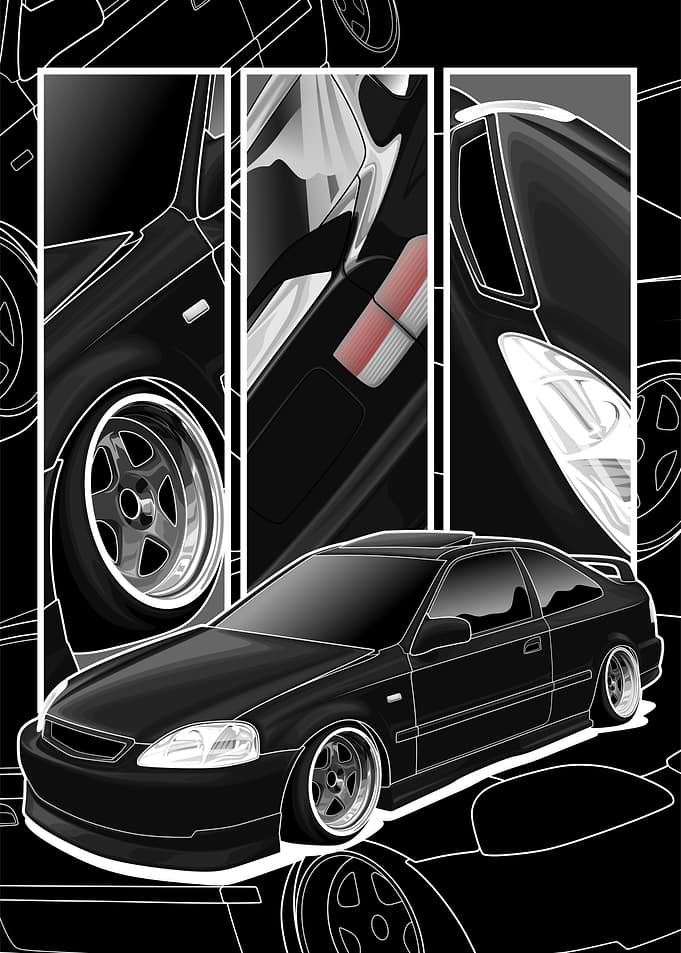 Black Honda Civic Illustration