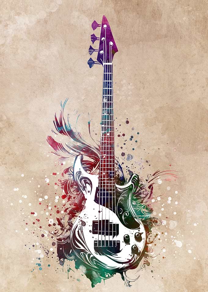 Watercolor Bass Guitar