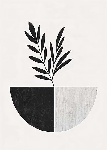 Black and White Plant Art