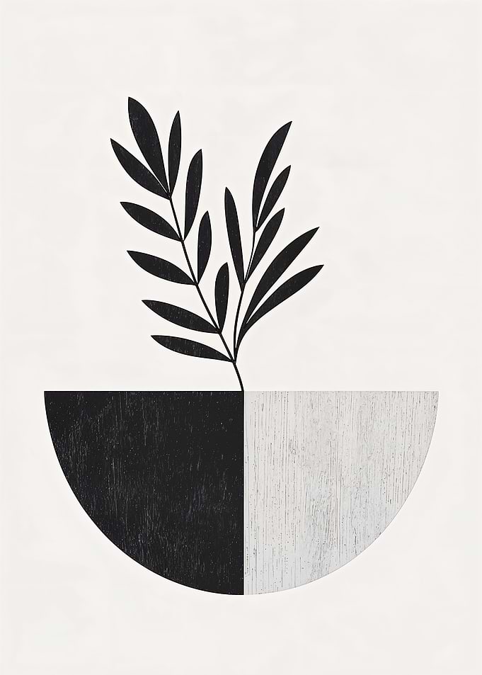 Black and White Plant Art
