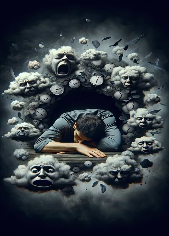 Man Overwhelmed by Time