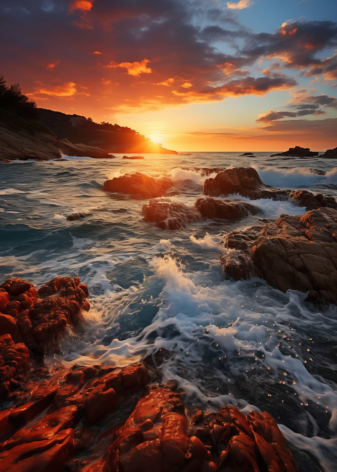 Sunset Sea &amp; Rocks