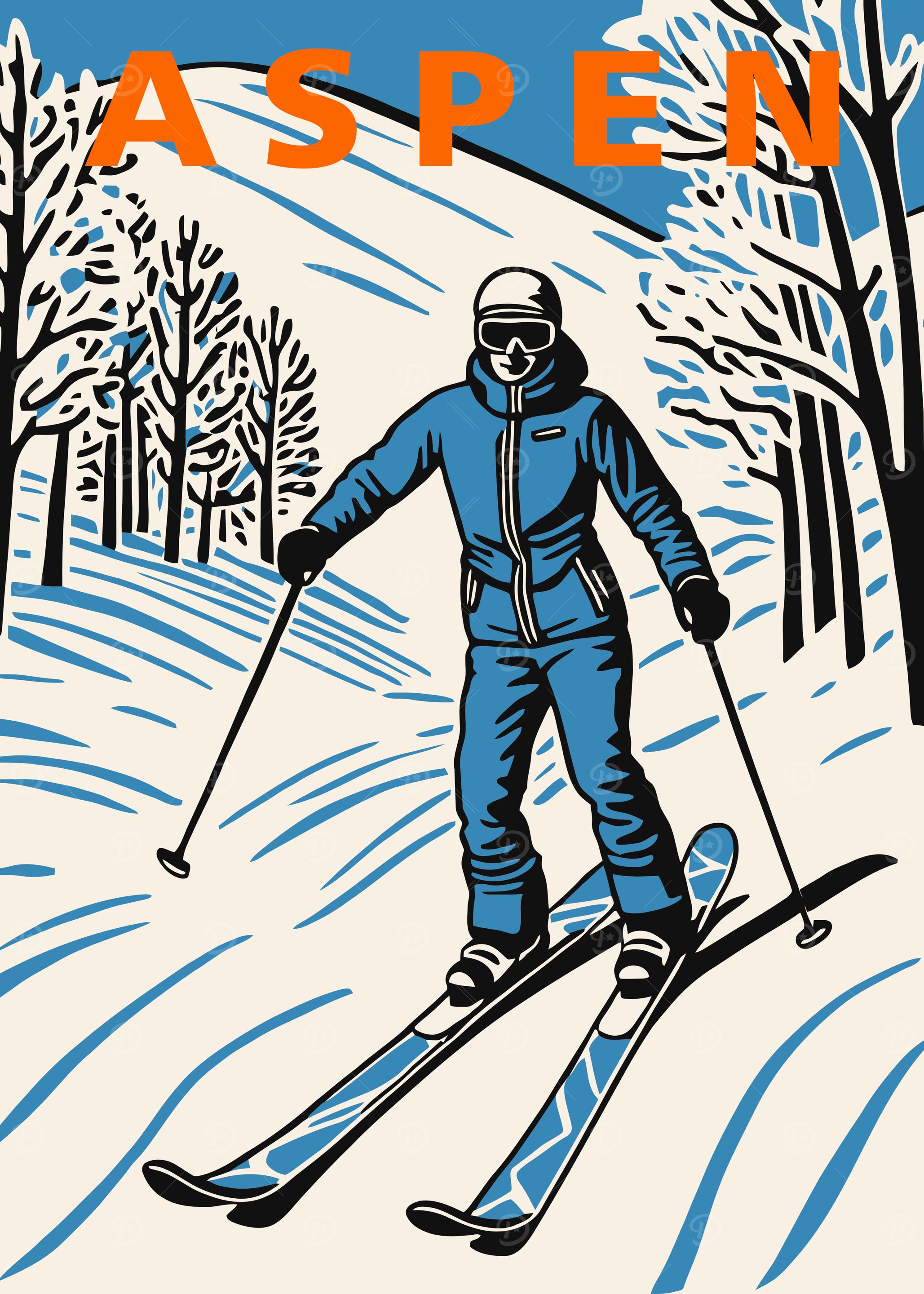 Aspen Skiing Poster