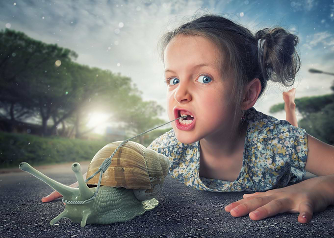 Girl Pulling Snail