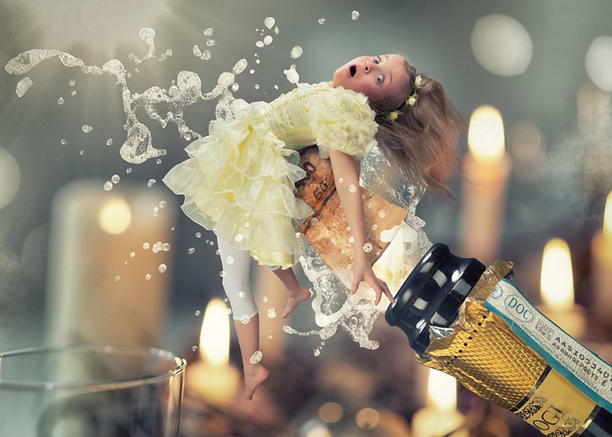 Girl Popping Champagne