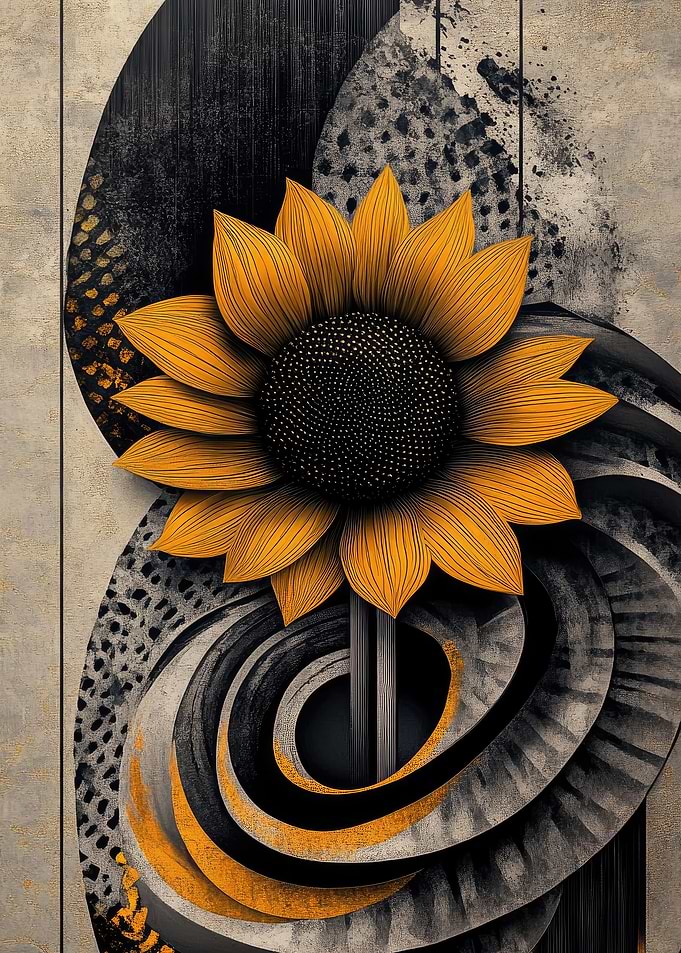 Abstract Sunflower Art