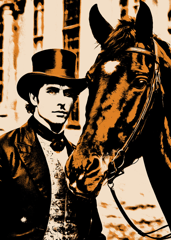 Man in Top Hat with Horse