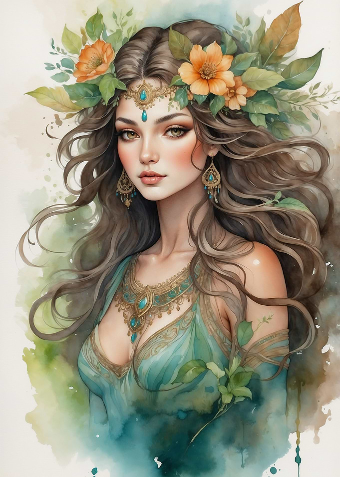 Watercolor Fantasy Woman