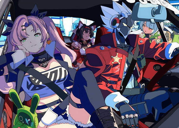 Anime Characters in Car