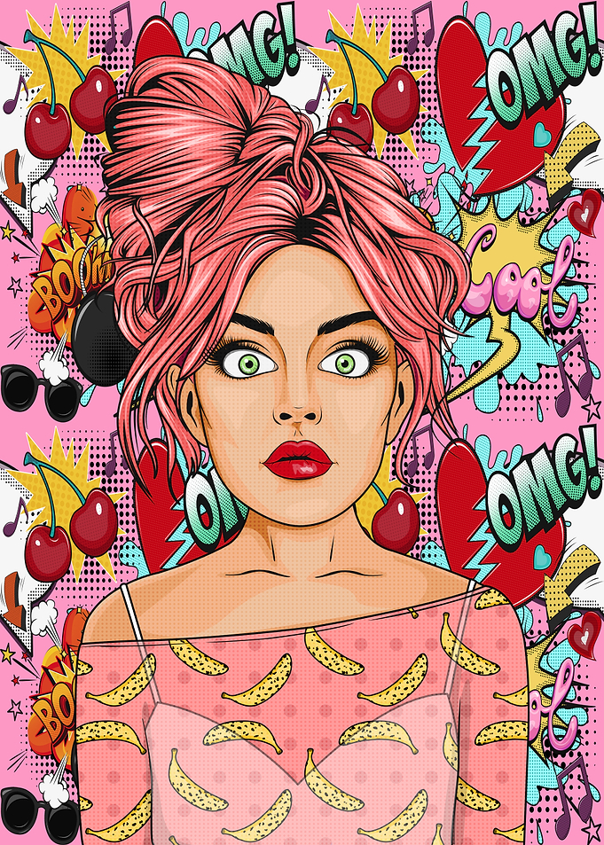 Pop Art Girl with Cherries