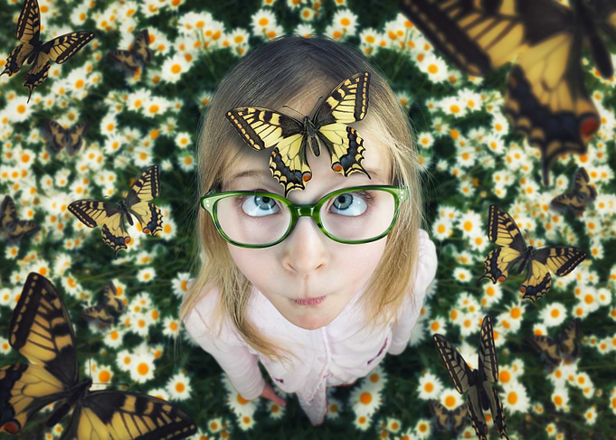 Girl with Butterflies