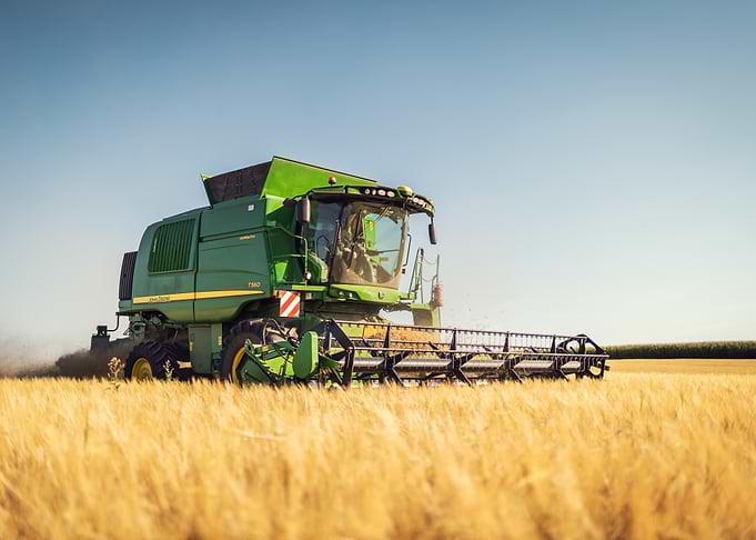 John Deere Harvester in Barley