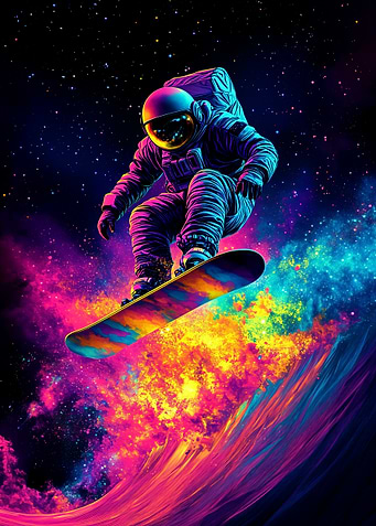 Astronaut Snowboarding