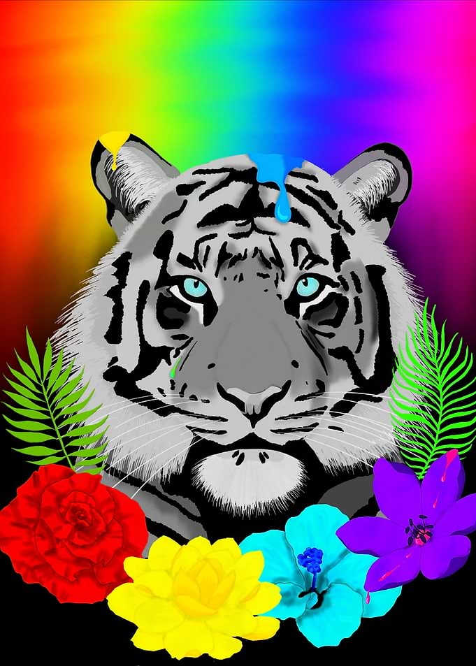 White Tiger with Rainbow
