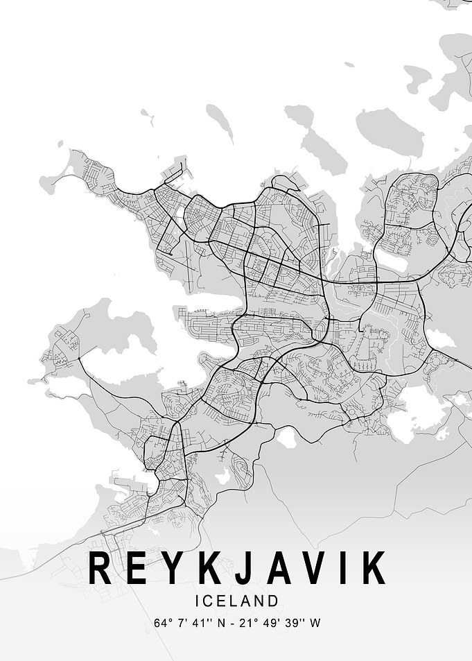 Reykjavik Light City Map
