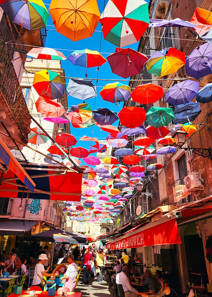 Colorful Umbrellas at Catania Market, Sicily