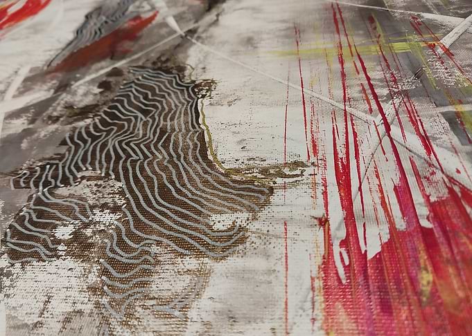 Abstract Art with Red and Grey