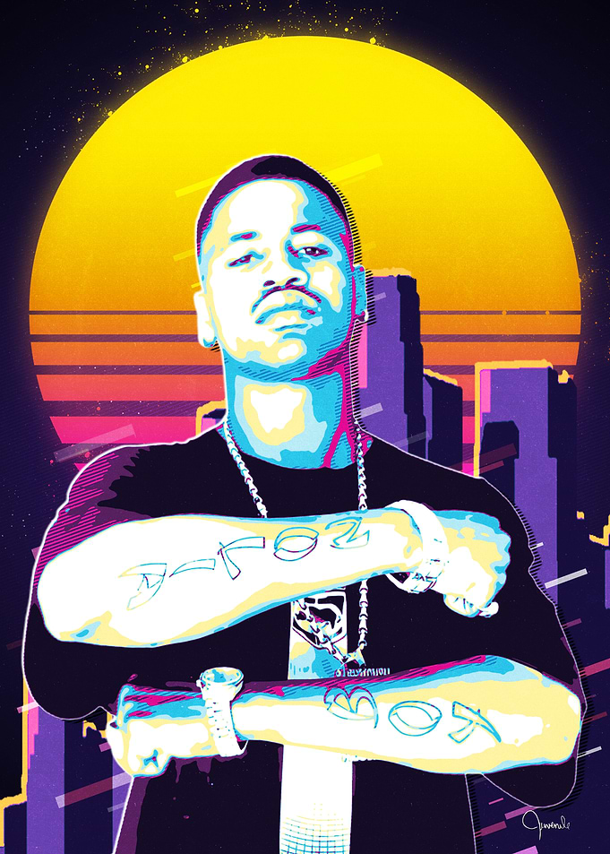 Juvenile Retro 80s Rapper Portrait