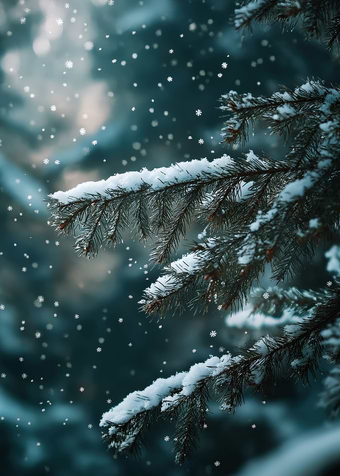 Snowy Pine Branch