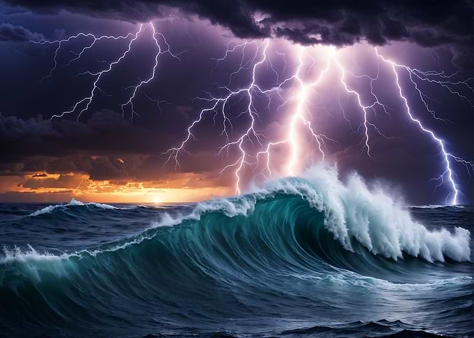 Lightning Storm Over Ocean