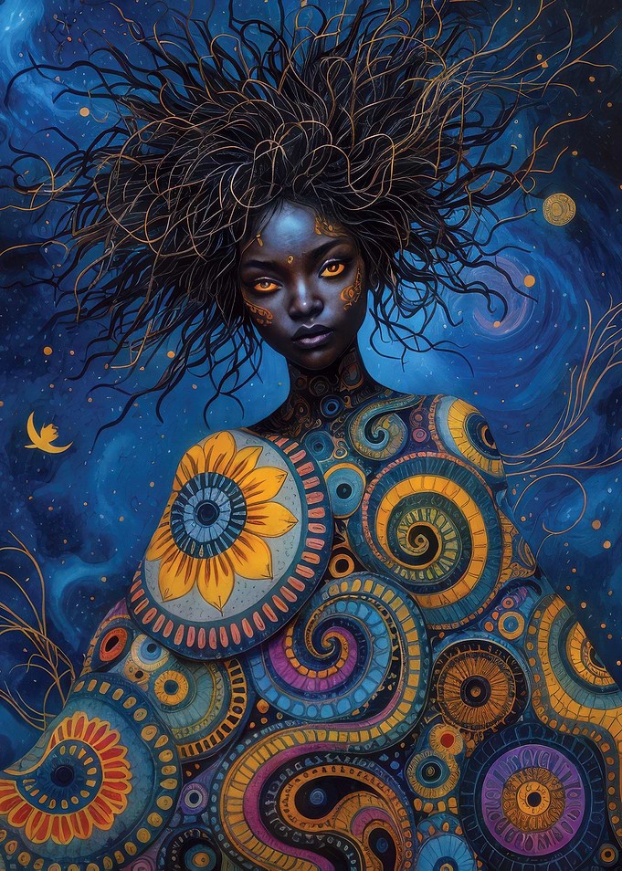 Mystical Woman with Ornate Design