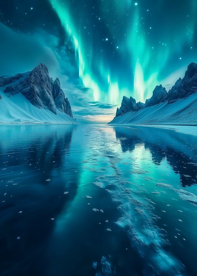 Aurora Borealis over Mountains