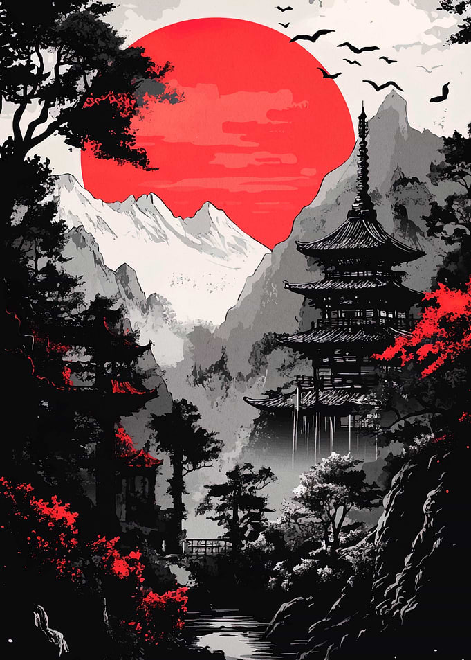 Japanese Pagoda Sunset