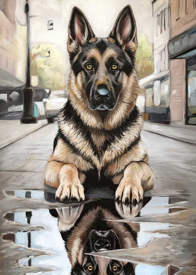 German Shepherd Reflection