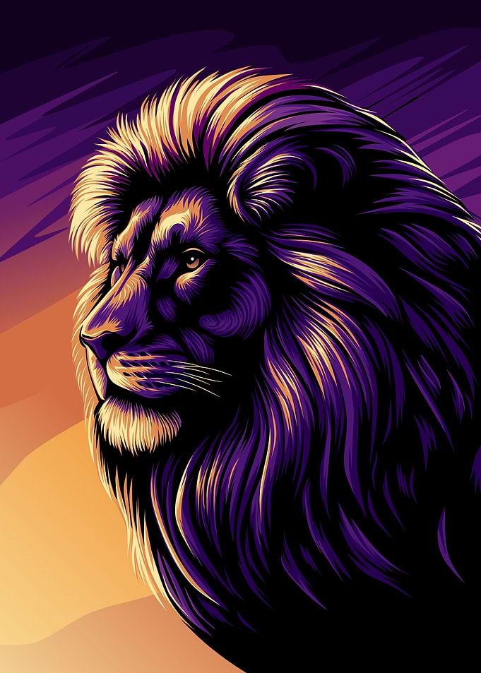 Majestic Lion Portrait in Sunset