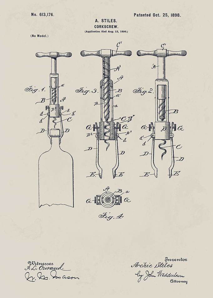 Corkscrew Patent Illustration