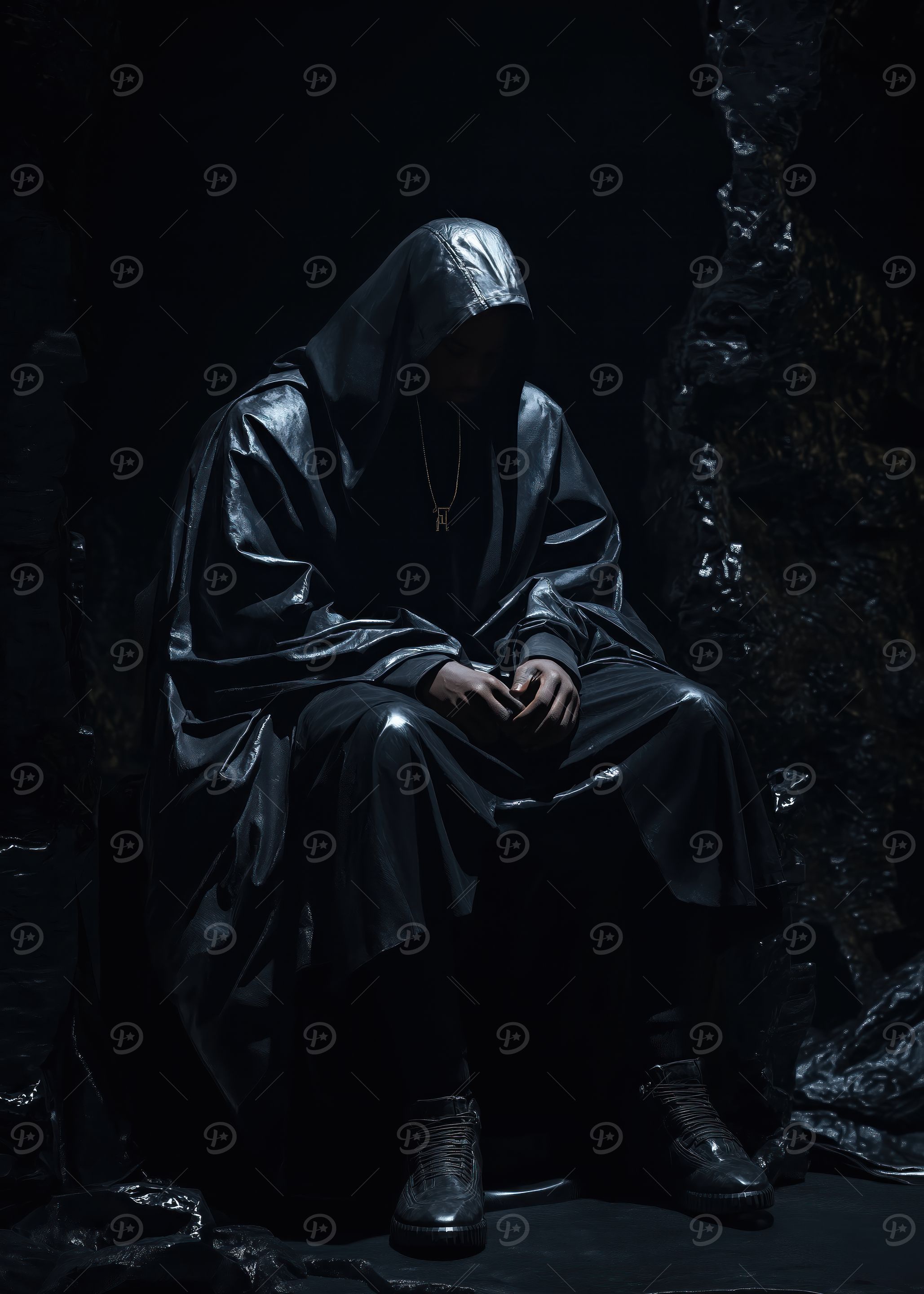 Hooded Figure in Darkness