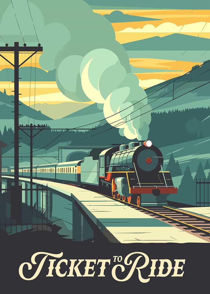Ticket to Ride Board Game Inspired Illustration Poster
