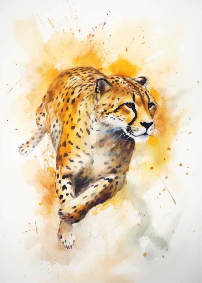 Cheetah Watercolor Painting