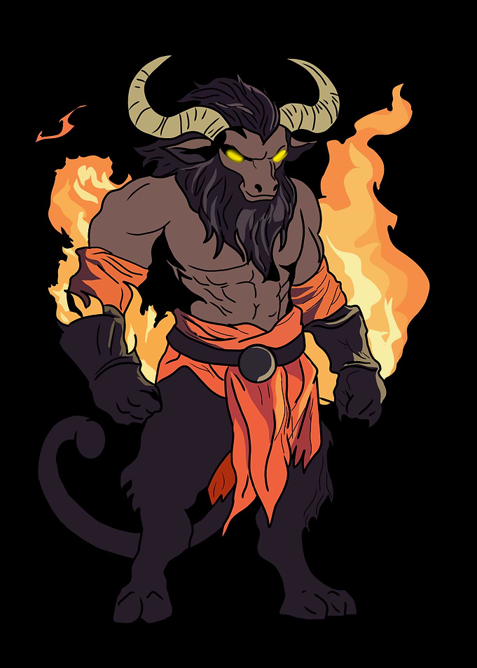 Fiery Minotaur Illustration