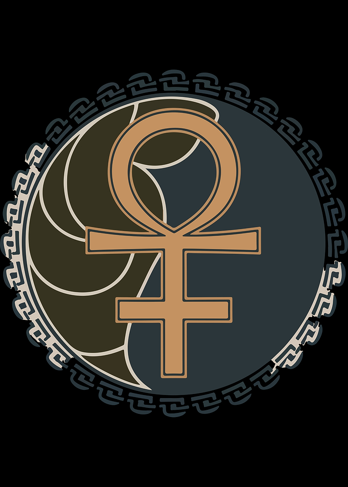 Ankh Symbol with Greek Key Border