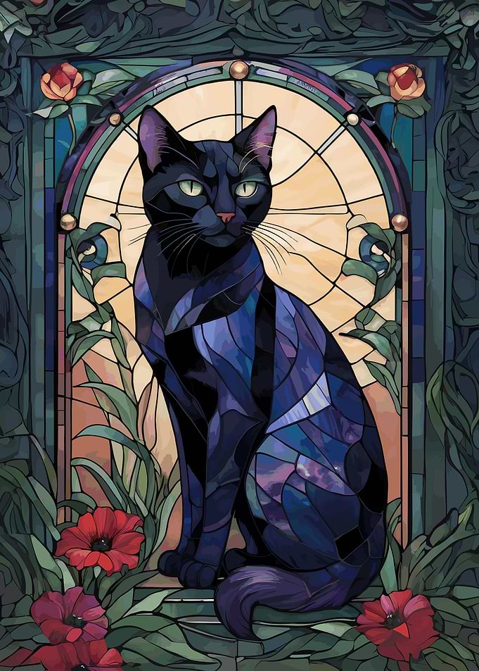 Black Cat Stained Glass