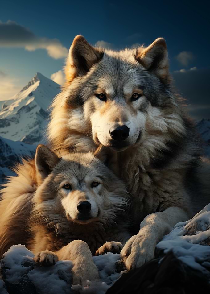 Wolves in Snowy Mountains