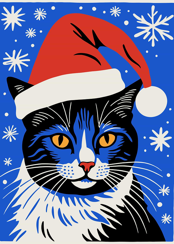 Cat in Santa Hat