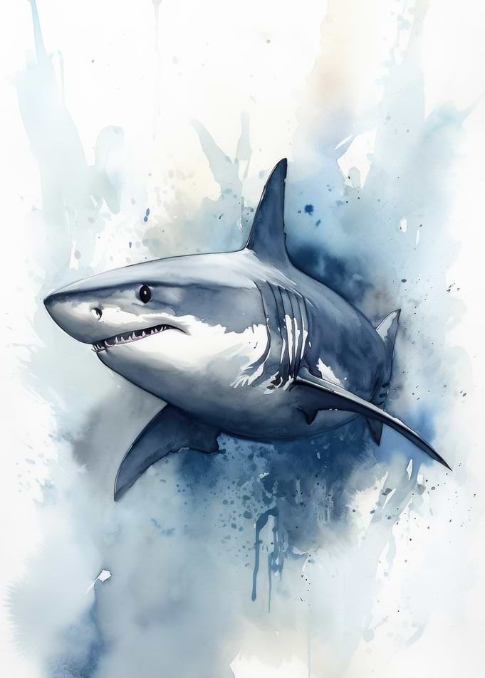 Great White Shark Watercolor