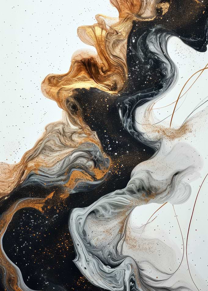 Abstract Gold and Black Swirls
