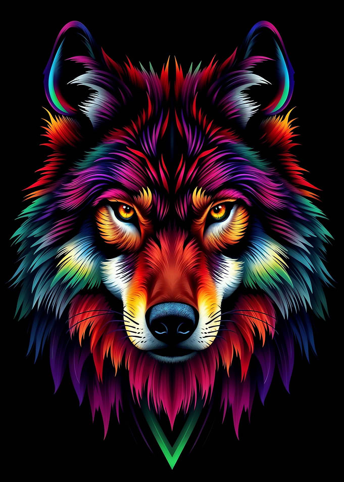 Neon Wolf Portrait