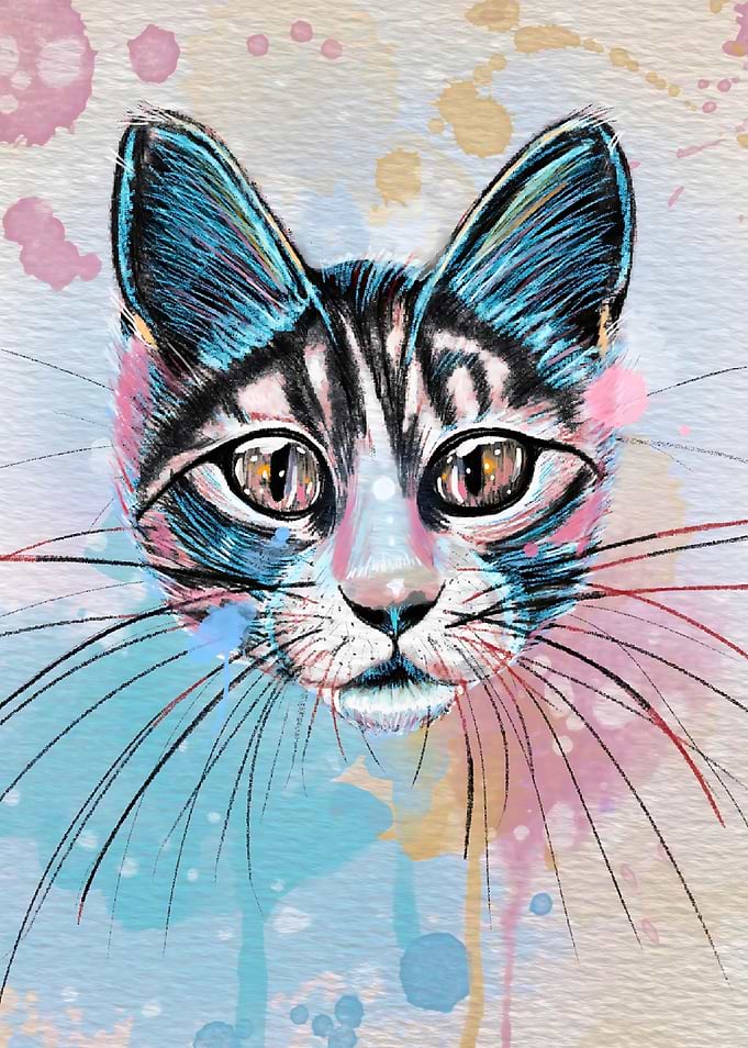 Watercolor Cat Portrait