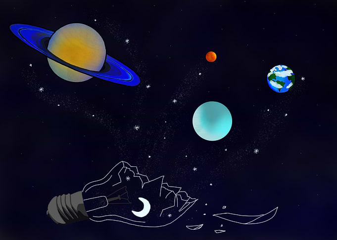 Broken Lightbulb in Space
