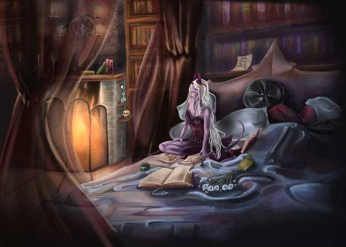 Demoness in a Cozy Room