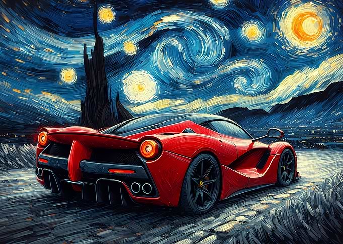 Ferrari Under Starry Night