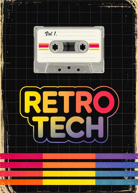 Retro Tech Cassette Tape — vintage poster restored on metal
