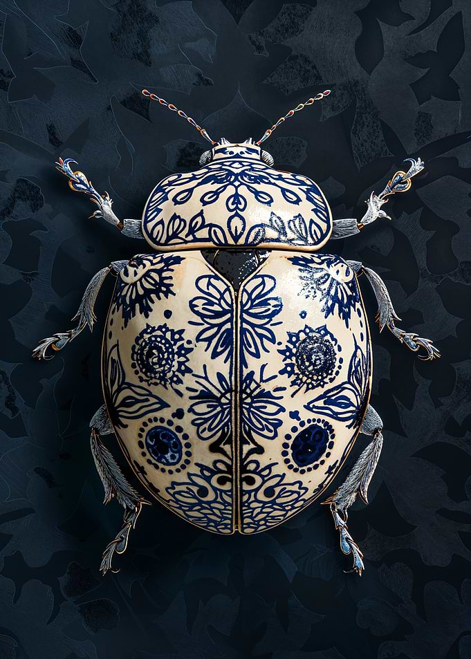 Blue and White Beetle